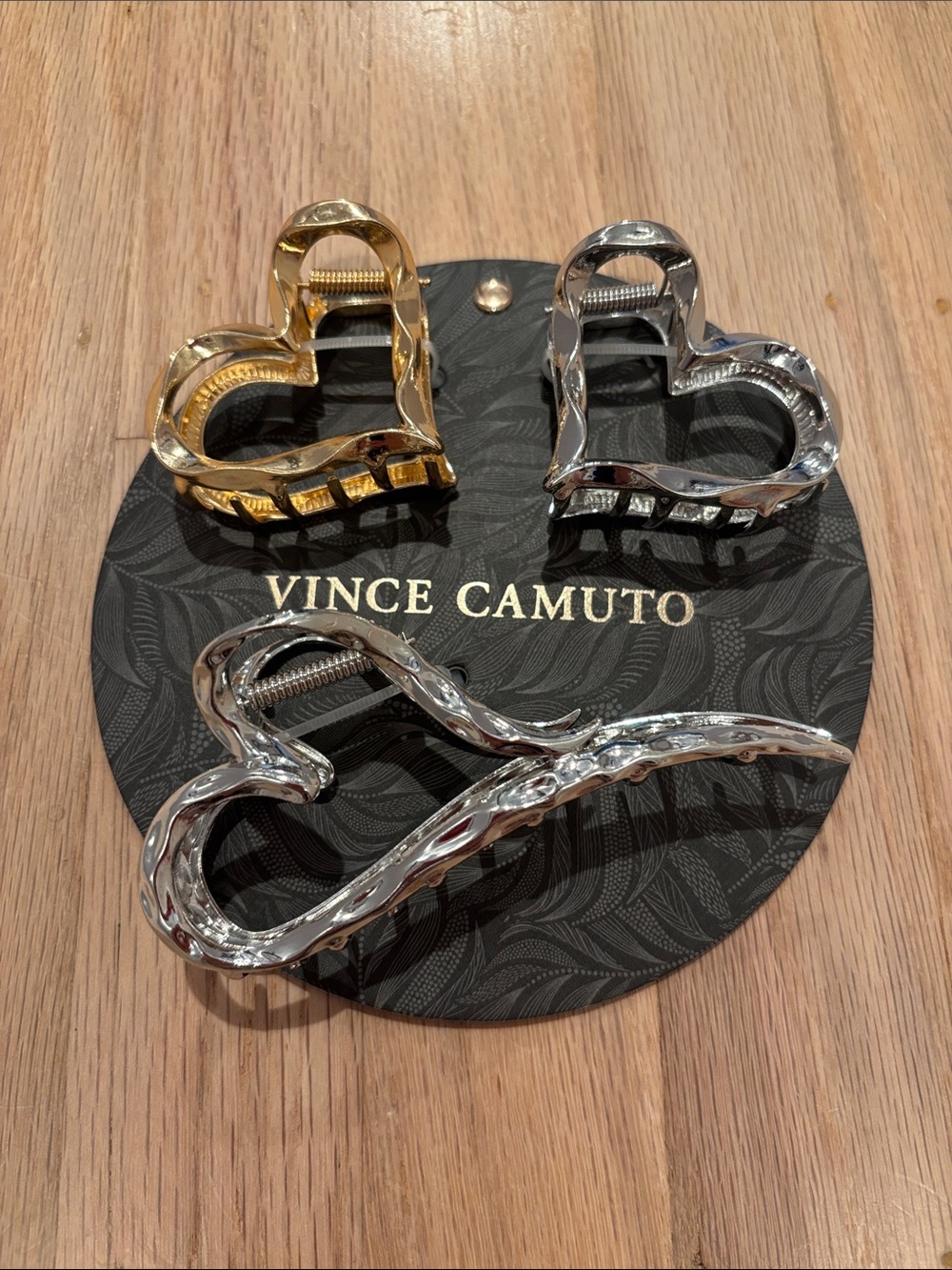 NWT Vince Camuto Gold and Silver Heart Hair Claw Clip Trio